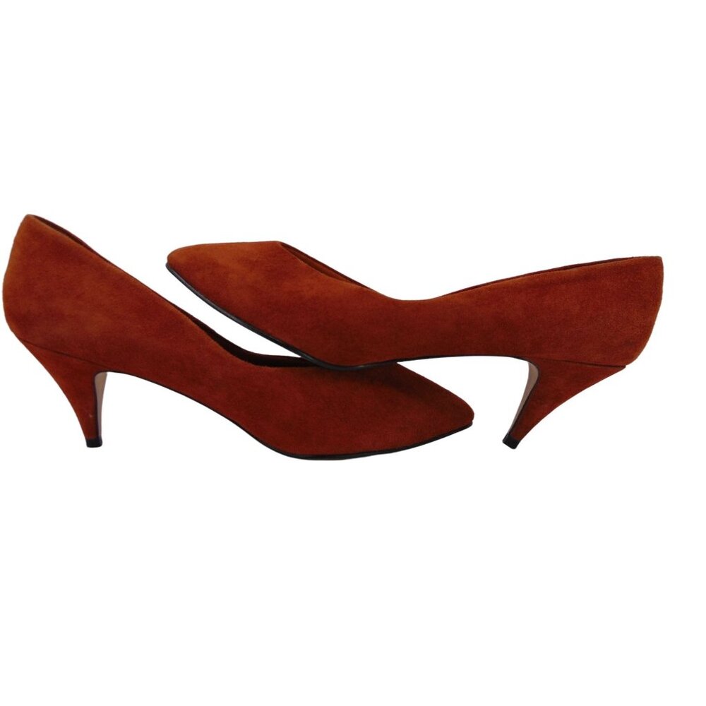 Vintage Women's 90s Leather Collection Brown Suede Pumps Size 10 Shoes Preppy - Picture 9 of 14